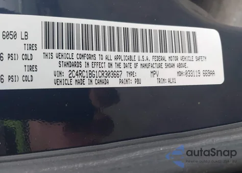 2012 Chrysler Town & Country Touring из США, поврежденный, VIN 2C4RC1BG1CR303667